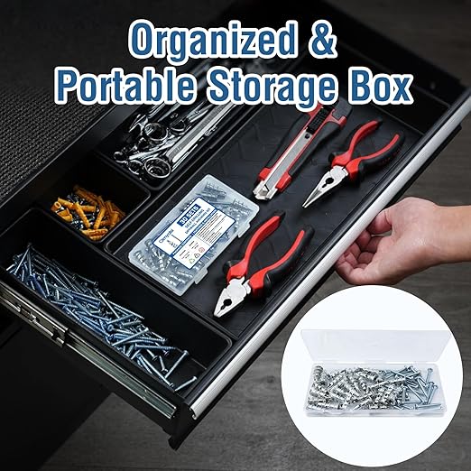 60 PCS Self-Drilling Drywall Anchors with #8 x 1-1/4" Screws – Heavy-Duty Zinc Alloy Anchors Kit for Drywall, Sheetrock & Hollow Walls, No Pre-Drilling Needed