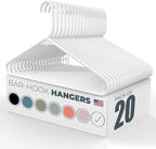 Neaties Plastic Hangers 20 Pack – Made in The USA – 6lb Capacity Standard Clothes Hangers with Strap Hooks for Dresses, Lingerie, Shirts, Pants, and Jackets – White