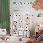 C&AHOME Cube Storage, 9-Cube Plastic Closet Cabinet Organizer, DIY Stackable Bookshelf, Modular shelving Units Ideal for Home, Office, Kids Room, 36.6"L x 12.4" W x 48.4" H Translucent White SBTM3009A