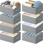 Storage Bins Cube Storage Organizer - 8 Pack Fabric Trapezoid Storage Cubes for Bins and Baskets for Shelves Collapsible Non-Separating Trapezoidal Flared Cube Organizer, Light Gray