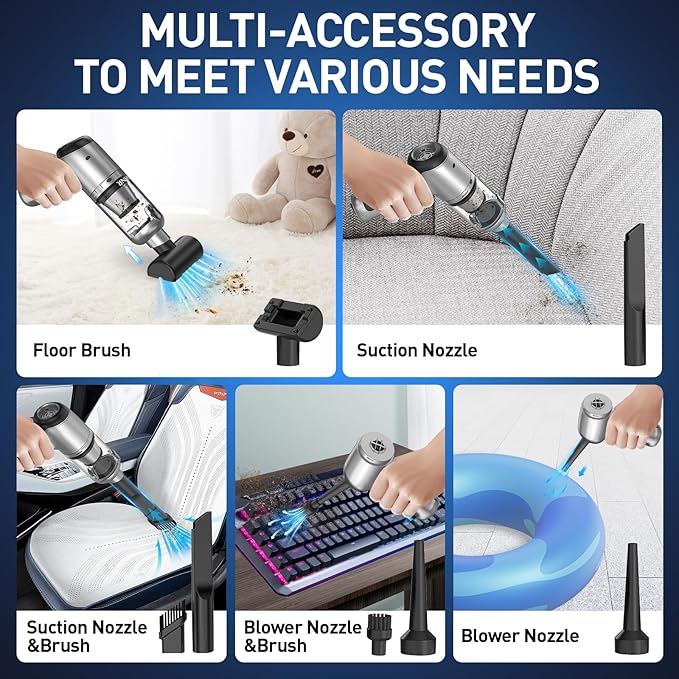 AHNR Handheld Car Vacuum Cleaner Cordless with Brushless Motor, 20000PA High Power Vacuum Cleaner & Air Duster, 3 in 1 Keyboard Portable Mini Hand Held Vacuums Cleaner for Car Home