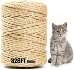 Jute Twine String 6mm x 328FT – Heavy Duty Natural Garden Twine for Crafts, Cat Scratching Posts, Packaging & DIY