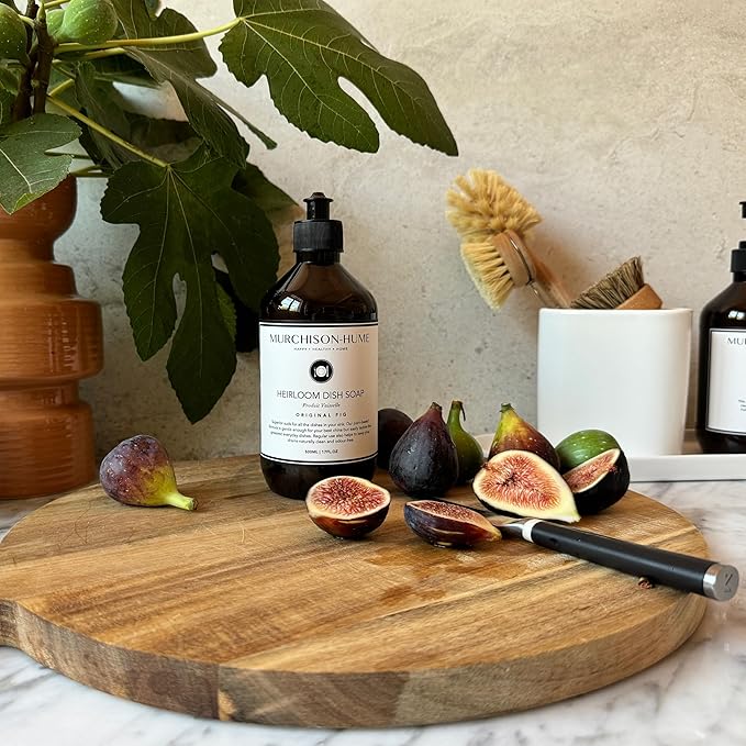 Murchison-Hume Dishwashing Soap, 17 fl oz - Original Fig Mild Dish Soap, Non-Toxic, Cuts Grease, Gentle on Hands, Biodegradable, Sulfate-Free, Sustainable, Counter Worthy Design