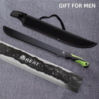 REAT Gardening Heavy Duty Machete,24" Full Tang Machete with Shaeth,Ergonomic No-Slip Handle,Machetes for Bushcraft, Outdoor Hunting, Garden Cutting Trees and Yard Work (Green)