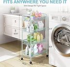 TOOLF 4-Tier Rolling Cart, Metal Utility Cart with 3 Hooks, Easy Assemble Mobile Storage Trolley On Wheels, Metal Shelving Units Kitchen Bathroom Laundry Room