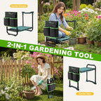 Bluesea Garden Kneeler and Seat - 2-in-1 Heavy Duty Garden Stool & Thick Kneeling Pad with Tool Pouch, Foldable Garden Bench for Planting, Weeding, Seniors, Women (350lbs Capacity)