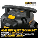 DEWALT 6-Gallon STEALTHSONIC Ultra Quiet Poly Shop Vacuum Wet and Dry with 6 Dust Bags, 5 Peak HP Noise Reduction Wet/Dry Vac for Jobsite, Workshop, and Garage, DXV06P-QTB