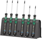 Wera 2052/6 Kraftform Micro Ballhead Hexagon Electronics Screwdriver Set and Rack, 6-Piece