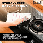 Zeppoli Classic Kitchen Towels - 6 Pack 100% Natural Cotton Towel Set, Reusable Wash Cloths, Absorbent Dish Towels, Machine Washable Hand Towels, Kitchen Essentials, 20� x 28� - Red VAR