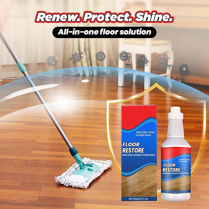Floor Restore for Wood Floors: Floor Clean Restorer & Polish for Tile, Shine Wood, Laminate, Vinyl, Bamboo - Quick-Drying Flooring Protection Agent (5, 150 ml)