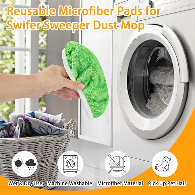 Reusable Dry Sweeping Cloths Microfiber Wet Mop Pads Compatible with Swiffer Sweeper Mop Replacement Sweeping Mopping pad Refills for Hardwood Surface Floor Cleaning (10PCS)