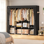 Neatrays Wardrobe Closet, 66 Inch Portable Closet for Hanging Clothes, Large Capacity Clothes Rack Organizer with Cover & 4 Hanging Rods & 8 Storage Shelves & 2 Side Pockets (Black)