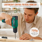 Hi-Spec 8V Cordless Drill Set & Tool Kit for Men – Power USB Rechargeable Electric Drill Driver, Compact Hand Toolbox with Essential Tools, Green, Ideal for Home Improvement