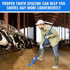 Lasnten 3 Sets Metal Manure Fork with Long Metal Handle Pitch Fork Manure Rake Heavy Duty Muck Rake for Gardening Horse Stall Stable Grass Hay Cleaning Farm Work (Blue)