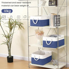Large Storage Baskets- 15.7x11.8x8.26 inch Storage Bins for Shelves and Closet Organizing, Foldable Fabric Bin for Home Organization Clothes and Laundry (1-Pack, White&Blue)