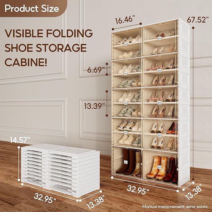 ANTBOX Portable Shoe Rack Organizer for Closet Entryway, Stackable Sneaker Storage Shoe Cabinet with Magnetic Clear Door, Large Plastic Storage containers Bins with Lids 9 Tiers 36 Pairs