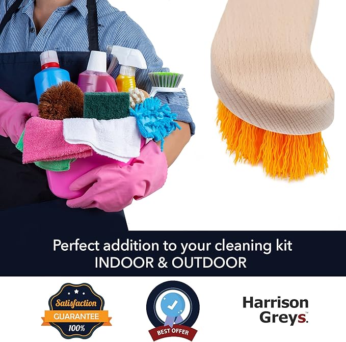 Scrub Brush - Stiff Bristle Brush for Deep Cleaning, Nylon Brush with Hard Bristle, Utility Hand Brush for Indoor and Outdoor, Wooden Scrubbing Brush, Hard Brush Heavy Duty Boot Hand Scrubber