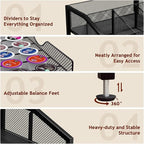 Homsorout Coffee Bar Organizer - Coffee Station for Countertop, Metal and Wood K Cup holder Storage Basket with Drawer for Syrup, Cups, Stirrer, Condiment, Tea Organizer, Black