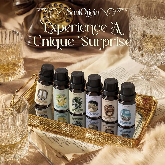 Hotel Fragrance Oils Set, Essential Oil Gift Set for Diffuser, Hotel Scent Diffuser Oil, Diffuser Scents Oil for Home, White Tea, Jasmine Mint, Sandalwood, Luxury Night, Seaside, Myway