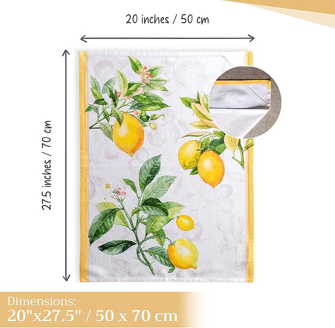 Maison d' Hermine Kitchen Towels Set of 3 100% Cotton 27.50" x 20" Reusable Cloth Tea Dish Towels Absorbent with Hanging Loop for Kitchen, Home, Dining, Cocktail Parties Spring/Summer (Limoncello)