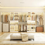 Unikito 10-15FT Closet Systems, Large Wood Walk in Closet Organizer with Hanging Rods and Drawers, Heavy Duty Closets Wardrobe with Shoe Rack, Sturdy Reversible Clothes Closet Kit, White, Set of 2