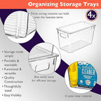 ClearSpace Modern Plastic Storage Bins with Lids – Perfect Kitchen Organization or Pantry Fridge Organizer, 4 Pack, 12.5" x 6" x 7", 9L Capacity Each, BPA Free, Stackable