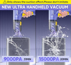 Car Vacuum Portable Cordless 3 in 1 Handheld Car Vacuum 15000PA High Power with Brushless Motor,5200mAh withType-C Charing Small Vacuum Cleaner Portable Cordless,SW101Blue Yellow