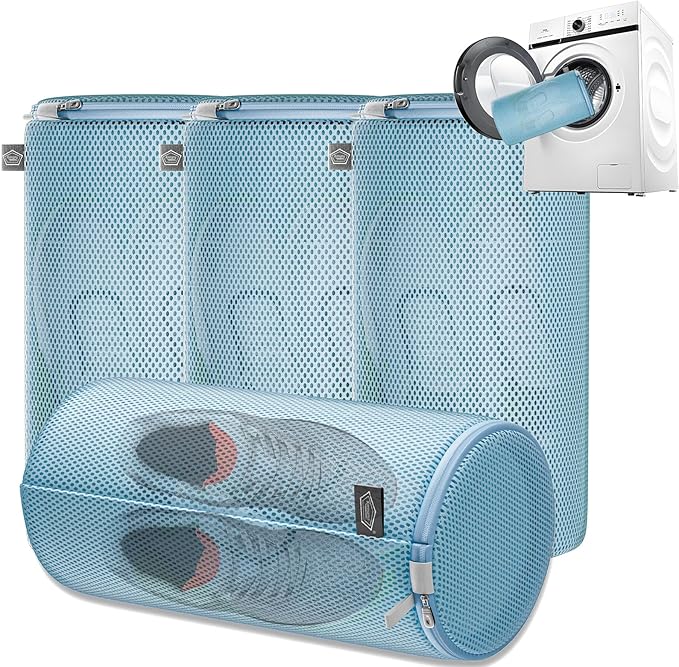 Kimmama Shoe Washing Machine Bag,Laundry Shoes Bags,Sneaker Wash Protector Sack,Sandwish Mesh,Blue,8x15"