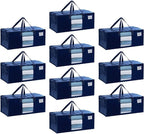 VENO 10 Pack Moving Bags Extra Large Storage Bags for College Move-In, Heavy-Duty Storage Totes, Packing Boxes, and Wardrobe Moving Supplies - Durable Laundry Bags for Clothes (Blue w/Window, 10 Pack)
