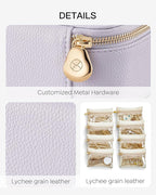 Vlando Jewelry Travel Case,Travel Jewelry Organizer with Clear Velvet Jewelry Bags Zipper Pouch for Women Girl Gift- 8Pcs Purple