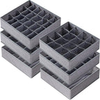 Criusia 6 Pack Large Drawer Organizer for Sock Underwear - Washable Heavy Duty Fabric Closet Organizers and Storage Bins - 90 Cells Dresser Organizer Divider for Baby Clothes, Ties, Belt (Grey)