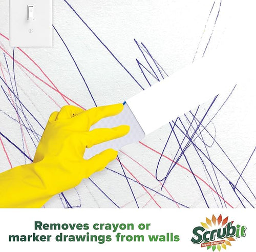 (25 Pack) Extra Durable Eraser Sponge by SCRUBIT - Kitchen, Bathroom, Floor & Wall Cleaner -Melamine Magic Cleaning Sponges - Extra Thick Erasers, Best Cleaning Supplies for The Toughest Stains & Dirt