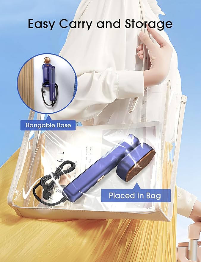 2-in-1 Steamer & Iron for Clothes,15s Fast Heat-up 1200W Portable Mini Clothes irons Handheld Garment Steamer, Travel Size with Large Ceramic Heat Panel, Quick Wrinkle Removal, 110V-240V