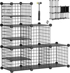 Wire Cube Storage Organizer, 6 Cubes Converted into 7 Cubes, Sturdy Metal Grids Storage Shelf Closet Shelving Units and Storage, Shelves for Bedroom LIvingroom Office