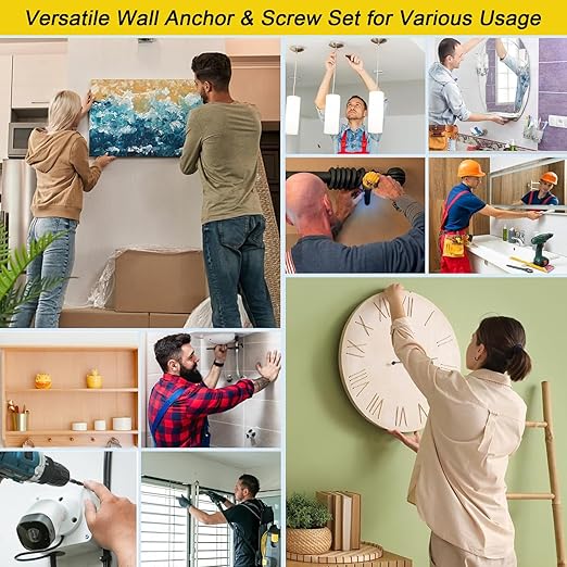 Self Drilling Drywall Anchors with Screws Kit Metal Wall Anchors for Drywall Dry Wall Anchors and Screws Kit 60Pcs Heavy Duty Sheetrock Anchors for Hanging Bathroom Kitchen Accessories