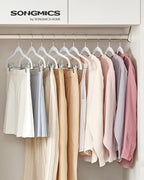 SONGMICS 20 Pack Pants Hangers, 16.7 Inches Long Velvet Trousers Hangers with Adjustable Clips, Heavy-Duty, Non-Slip, Space-Saving for Pants, Skirts, Coats, Dresses, Tank Tops, White UCRF012W20