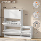 BORNOON Shoe Cabinet with Bench and 3 Flip Drawers, Slim Narrow Shoe Storage Cabinet, Freestanding Shoe Rack Organizer with Adjustable & Removable Shelves, Anti-Tip for Entryway, Hallway, Foyer