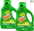 Gain Liquid Laundry Detergent, Original Scent, 65 fl oz x 2, 45 x 2 loads, Freshness + Odor Fighting, High efficiency washing machine iquid cleaning soap