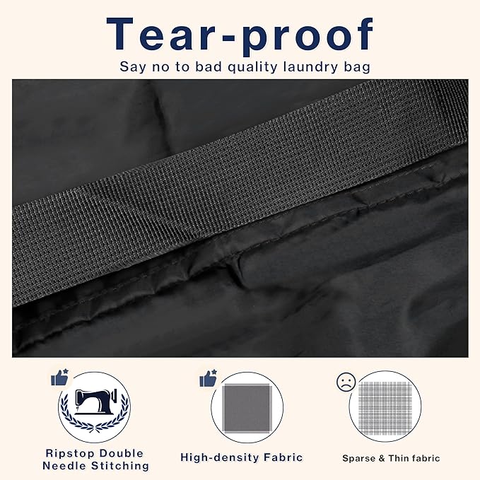 2-Pack Backpack Laundry Bags, Heavy Duty Laundry Bag Backpacks with Adjustable Shoulder Straps, Door Hanging Washing Bag, Laundry Hamper Lining for College Dorm, Travel, Laundromat