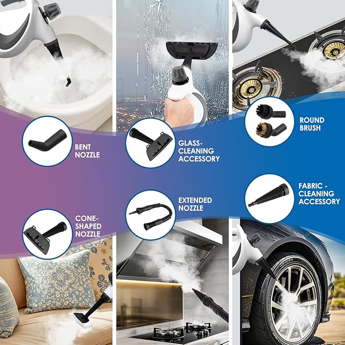 Handheld Steam Cleaner with 14-Piece Accessory Set, Steam Cleaner for Home Use, Portable Steamer for Cleaning Car Upholstery Tile Grout Home