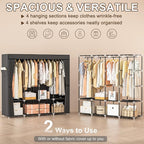 Neatrays Wardrobe Closet, 66 Inch Portable Closet for Hanging Clothes, Large Capacity Clothes Rack Organizer with Cover & 4 Hanging Rods & 8 Storage Shelves & 2 Side Pockets (Black)