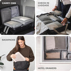 Compression Packing Cubes for Travel - Luggage Organizer Bags - Double Zipper Packing Cubes for Suitcases (6-Pack, Mocha)