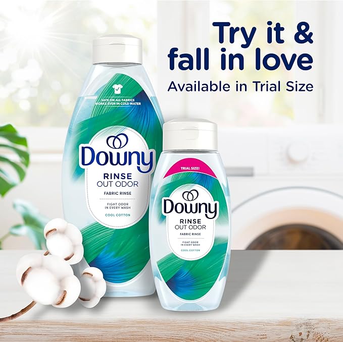 Downy Rinse & Refresh Laundry Odor Remover And Fabric Softener, Cool Cotton, 48 Fl Oz, HE Compatible Laundry Sanitizer, Safe On All Fabrics, Downy Fabric Softener, Liquid Fabric Softener