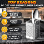 Dishwasher Chopstick Basket – 2.75" x 2.75" x 3.93" Stainless Steel Utensil Holder, Rust-Resistance Chopstick Holder for Dishwasher Basket – Hanging Caddy for Organizing Chopsticks, Straws & Teaspoons