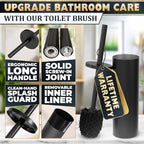 Black Toilet Brush and Holder Set - Scratch Resistant Black Toilet Bowl Brush and Holder with Soft Bristles Replaceable Head, Protection from Splashes, and Compact Design - for Effective Cleaning