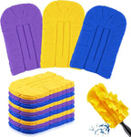 Zubebe 12 Pcs Duster Refill Reusable Fleece Duster Refills Feather Flat Dusters Multi Surface Washable Cleaning Pads Tools for Home, Blinds, Car, Pet, Furniture, Fans (Purple,Blue,Yellow)