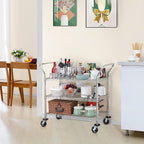 Finnhomy 3-Tier Commercial Grade Rolling Cart, Heavy Duty Utility Cart with Wheels and Handles, Metal Kitchen Carts on Wheels with 500 lbs Capacity, Shelf Size 20" D x 36" W, NSF