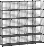 HUBSON Wire Cube Storage Organizer, Book/Toy/Craft/Potted Plants and petCloset Organizers and Storage Shelves, 25-Cube Freely Combinable Metal Grids Storage Shelf,Black Plus Iron