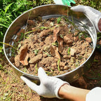 Soil Sieve Stainless Steel Riddle Sieve Set, 12" Diameter, with 3 Interchangeable Filter Mesh Sizes 3,6,9mm and Shovel