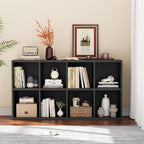 YESHOMY 8 Black Cube Bookcase, Open Frame 2-Tier Book Shelf, Bookshelf Storage Organizer with Adjustable Shelves for Organization, Room Decor